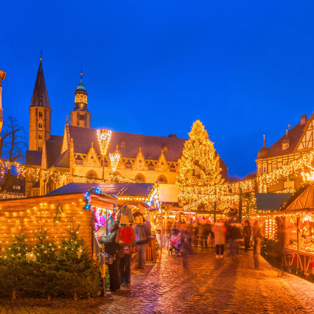 European Christmas Market at night