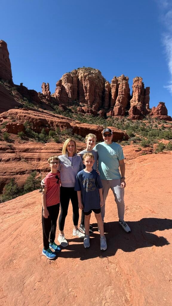 Ashley Belanger and her family among the red rocks of Sedona, Arizona