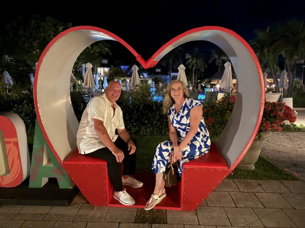 Rachel Palmer and Jim Palmer at Sandals Grenada